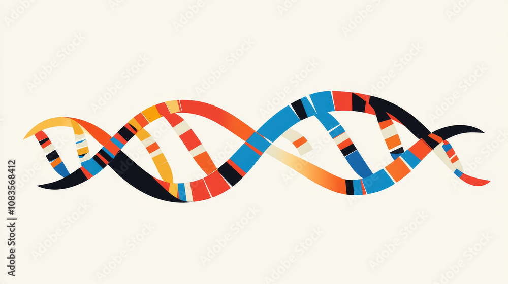 Fototapeta premium A simple, geometric image of DNA, with a modern, futuristic style, representing science.