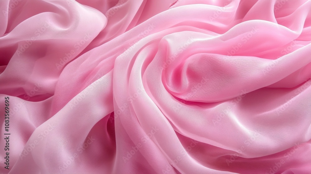Obraz premium Draped Pink Sheer Fabric with Subtle Texture and Light Reflections