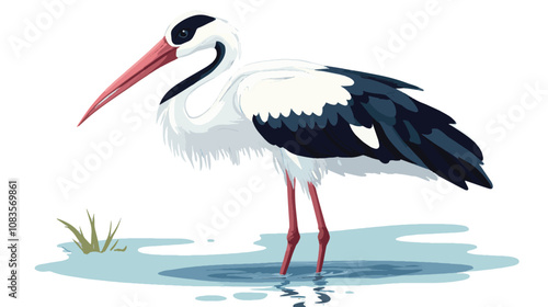 illustration with a stork bird