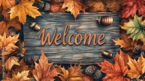 Rustic hand-drawn Thanksgiving welcome sign with 