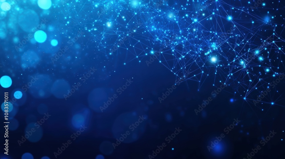 Fototapeta premium Abstract digital network background with glowing blue dots and connections.