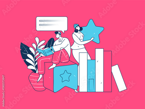 Education and learning people flat vector concept hand drawn illustration
