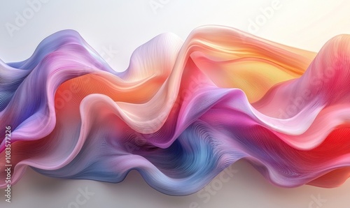 Abstract Wavy Form in Gradient Hues of Pink, Blue, and Orange