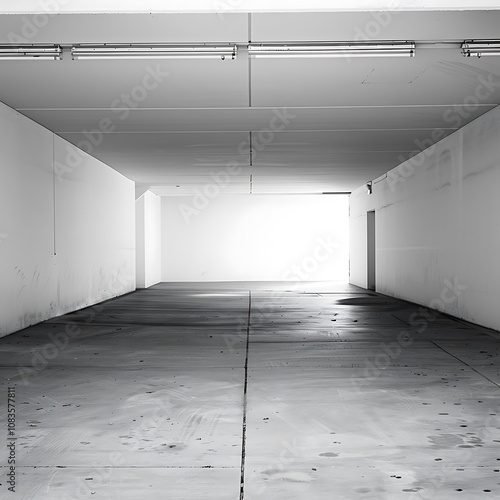 Spacious Empty Underground Parking Garage with Industrial Architecture photo