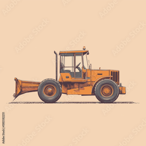 side view of a minimalist grader simple vector