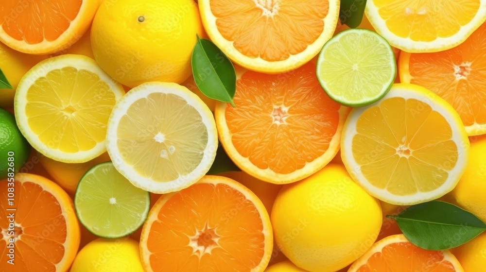Obraz premium Fresh Citrus Fruits in Vibrant Colors and Textures