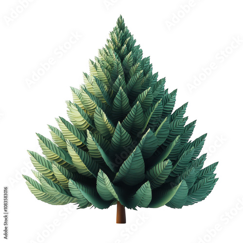 Vibrant Coniferous Tree Illustration with Detailed Branches & Needles on Dark Background for Graphic Design and Art. photo