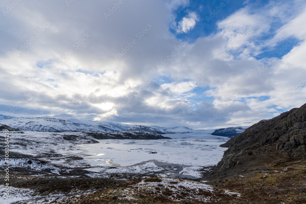 Fototapeta premium Hoffellsjokull glacier in the South of Iceland sunset landscape