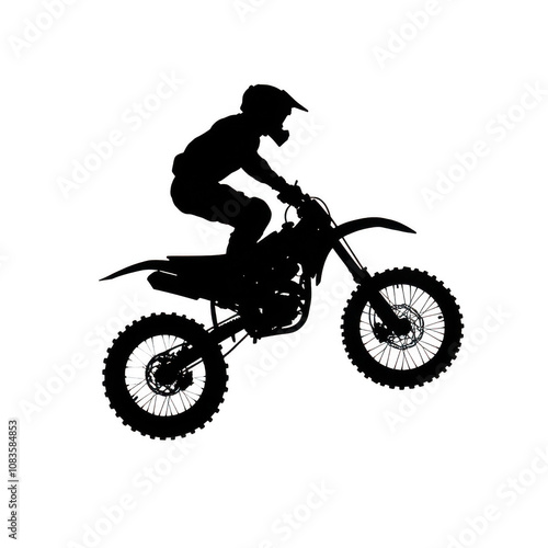 Motocross Dirt Bike Rider in Mid-Air Thrill Action photo