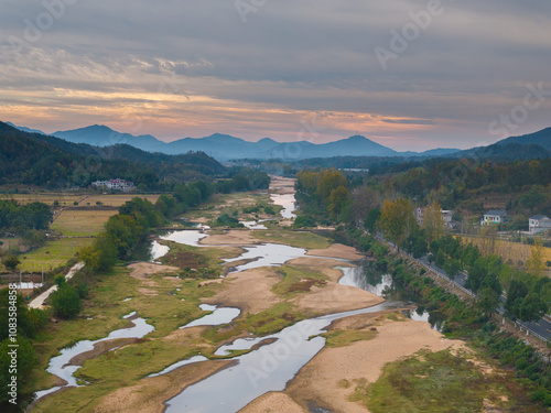 Late autumn scenery of Jiuzi River Town, in Luotian, China
 photo