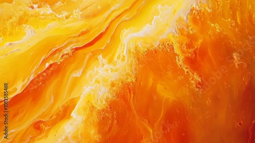 Abstract Orange and White Swirling Liquid Art photo