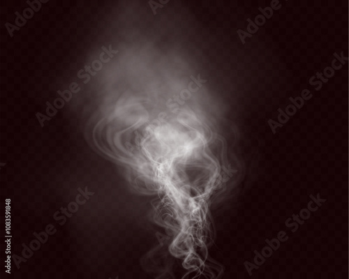White smoke, vape, fog, smog. Illustration of smoke on a transparent background.
