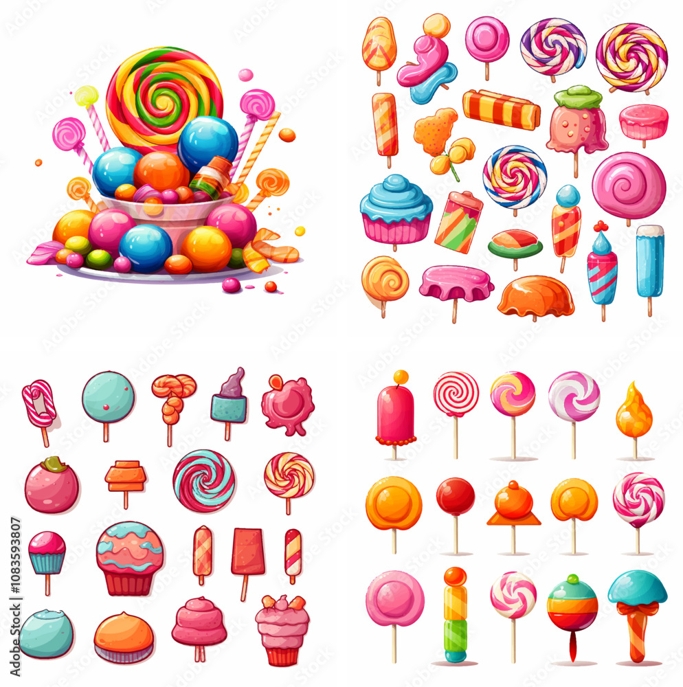 Fototapeta premium candy sweets sugar treat dessert chocolate colorful confectionery candy bar lollipop candy c
