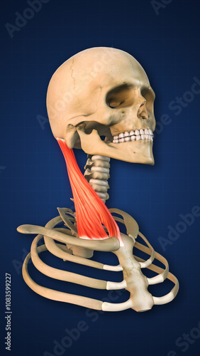 Sternocleidomastoid Muscle Highlighted with Skull photo