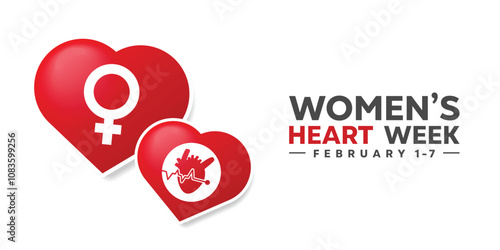 Women's Heart Week. Women and heartbeat. Great for cards, banners, posters, social media and more. White background.