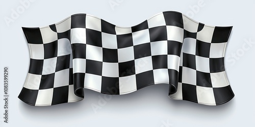 Waving checkered flag, symbol of victory and finish line in racing sports. photo