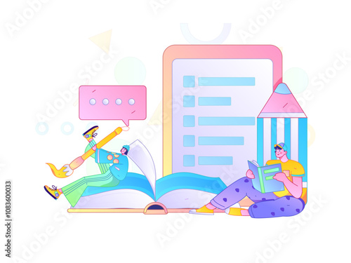 Education and learning people flat vector concept hand drawn illustration
