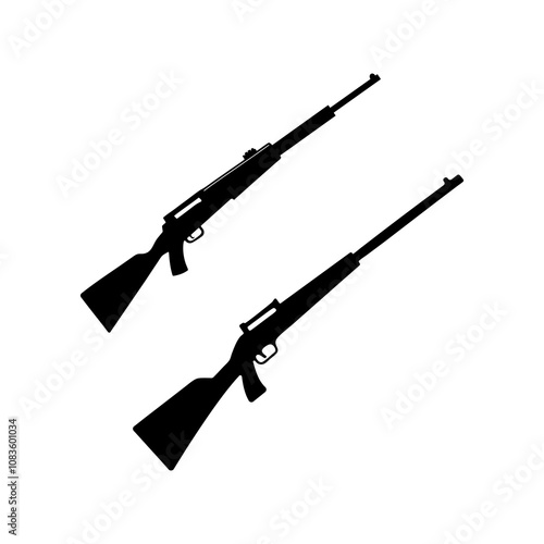 Long Gun silhouette vector illustration design. Long,short , gun. Shooting, Pistol gun Silhouette, Hunting, Rifle,Cut File Cricut, Silhouette. photo