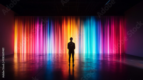 An interactive art exhibit inspired by the Aurora Borealis, where visitors can influence the colors of the light display.