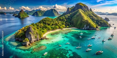 Aerial Paradise: El Nido, Bukal Island, Philippines photo