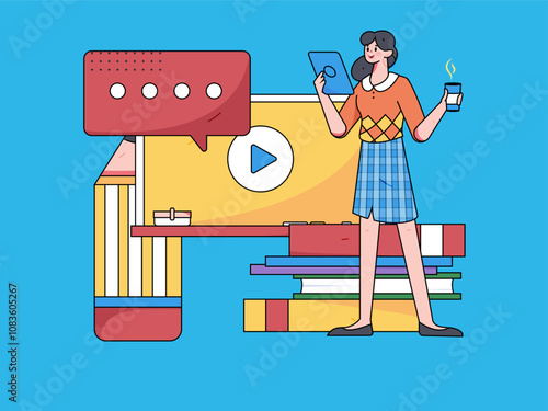 Education and learning people flat vector concept hand drawn illustration 