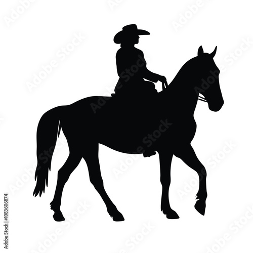 A woman is riding a horse. The horse is black. The woman is wearing a helmet