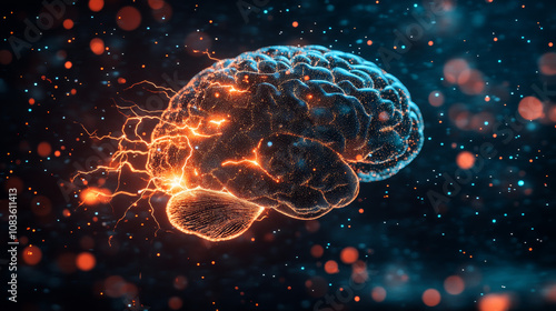 Wallpaper Mural The image shows a brain with lightning around it, representing the power and activity of the brain. Torontodigital.ca