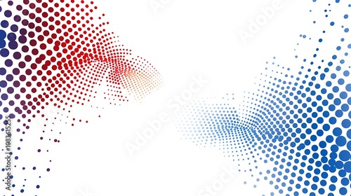 Wallpaper Mural Abstract design featuring red and blue dotted patterns blending on a white background. Torontodigital.ca