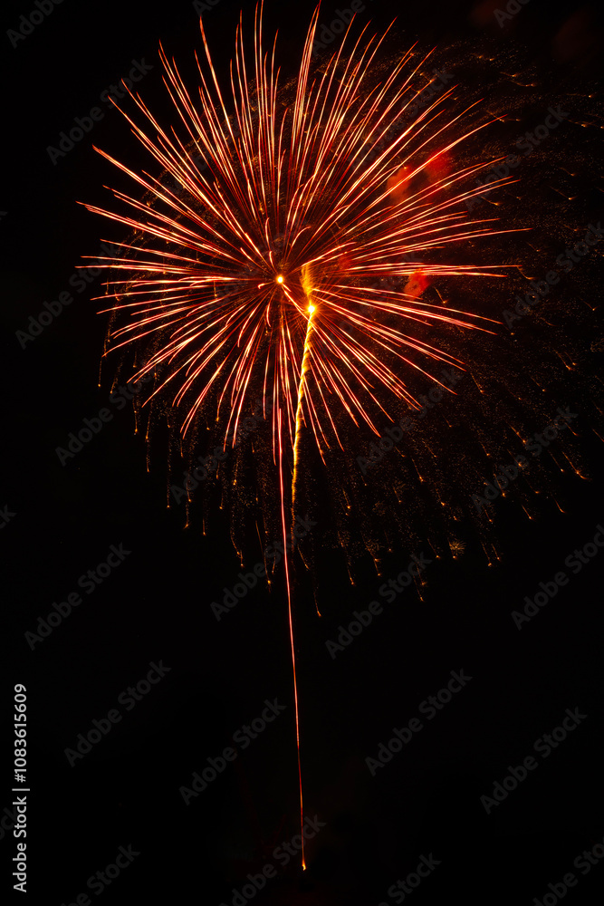 colourful firework display set for celebration happy new year and merry christmas and fireworks on black background