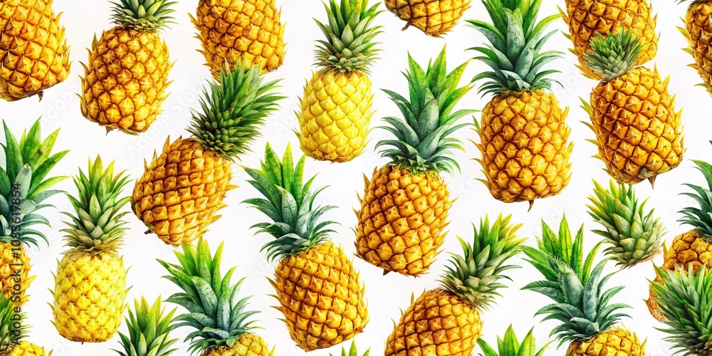 Fototapeta premium Pineapple Seamless Pattern Urban Exploration - Trendy Tropical Print