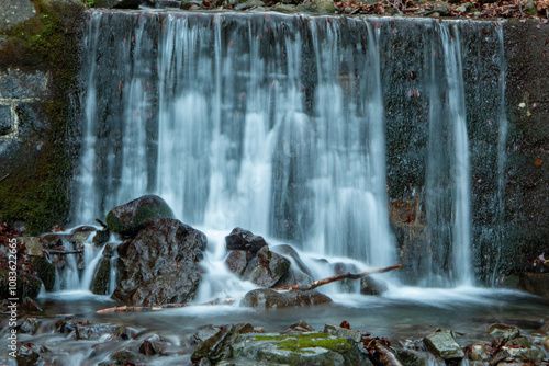 Corno alle Scale Regional Park Dardagna Waterfalls in Autumn with Variegated Colors photo