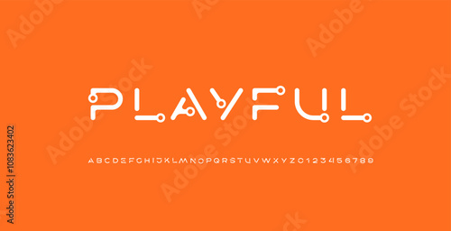 Font alphabet creative modern with circles, letters A, B, C, D, E, F, G, H, I, J, K, L, M, N, O, P, Q, R, S, T, U, V, W, X, Y, Z and numerals 0, 1, 2, 3, 4, 5, 6, 7, 8, 9, vector illustration 10.