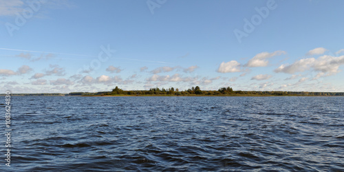 Summer fishing on the Rybinsk reservoir, nature.	
