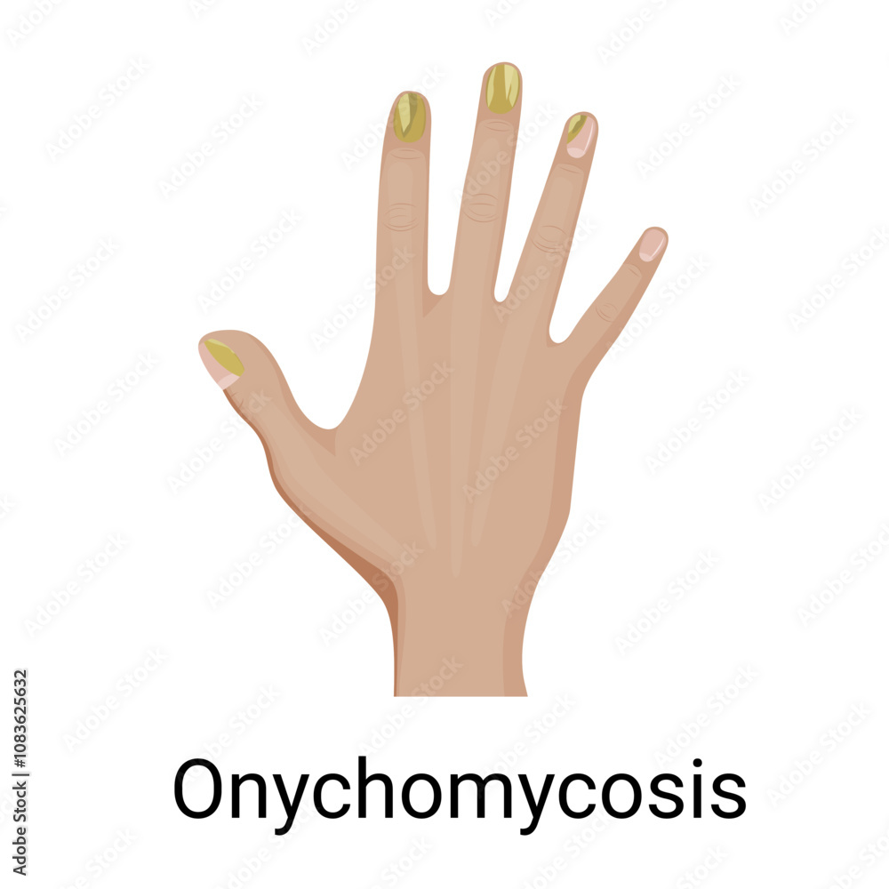 Fototapeta premium Onychomycosis on the fingernail vector illustration design.