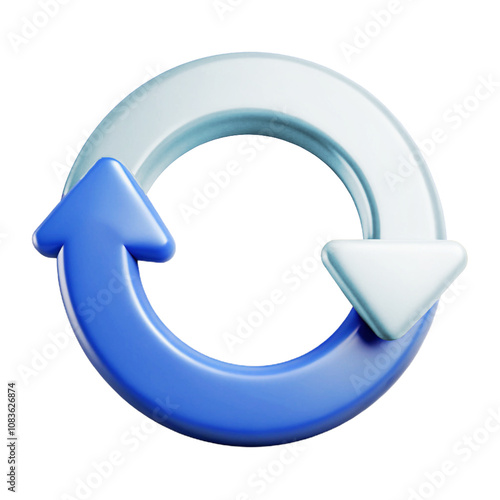 Round arrow icon for renew 3d business cartoon style illustration