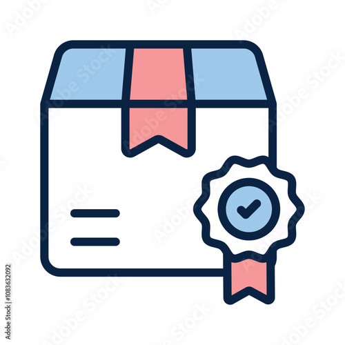 Icon of a box with a quality certification badge