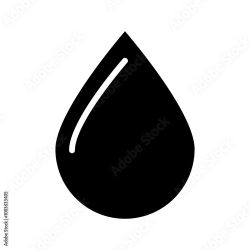 Water or oil drop set. Vector black glyph and line icons isolated on white background.