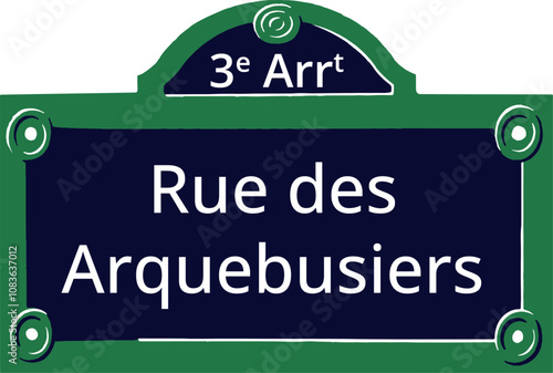 3e Arrt, Elegant Parisian Street Sign photo