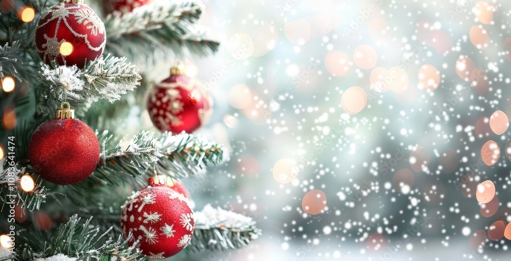 Obraz premium Christmas Tree with Red Ornaments