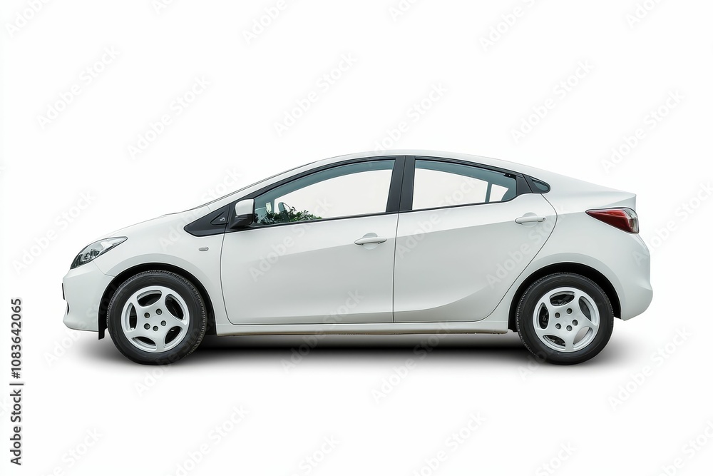Fototapeta premium White sedan car on white background.