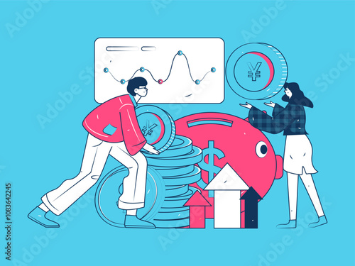 Internet financial management investment flat vector concept operation hand drawn illustration
