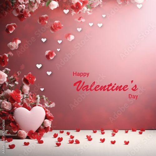 Valentines day background with heart balloons