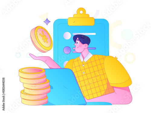 Internet financial management investment flat vector concept operation hand drawn illustration
