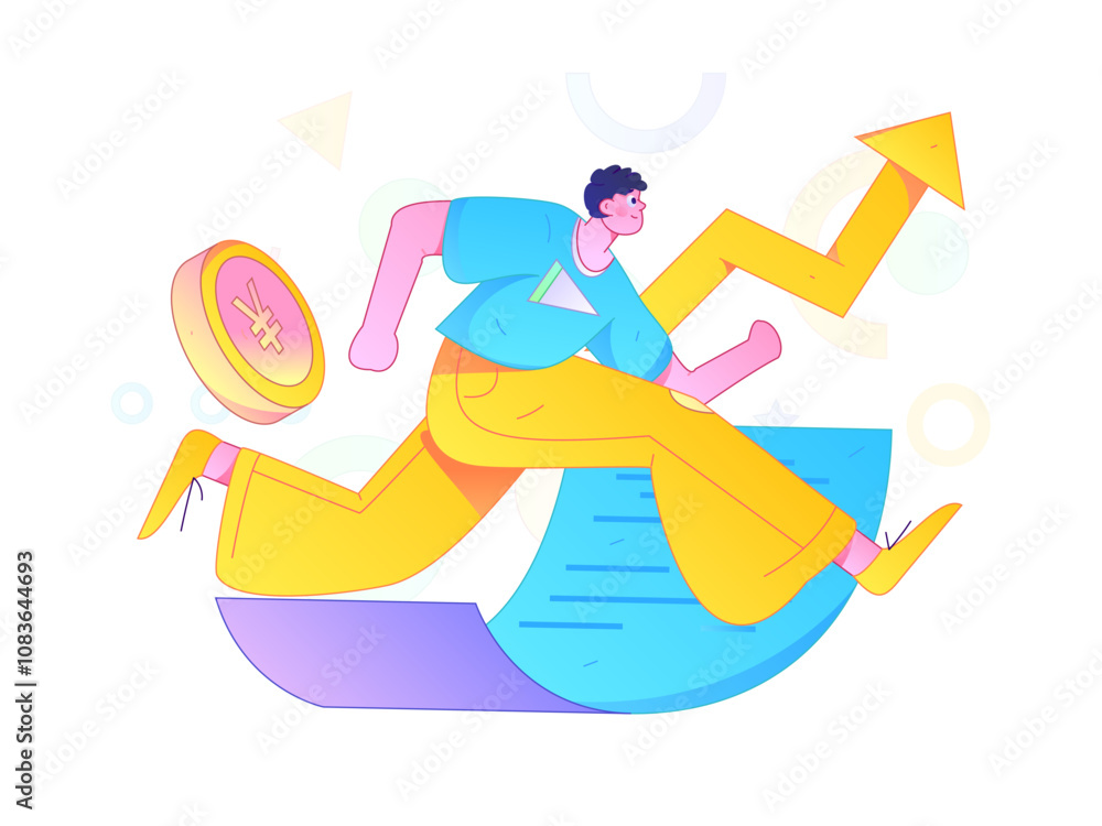 Obraz premium Internet financial management investment flat vector concept operation hand drawn illustration 