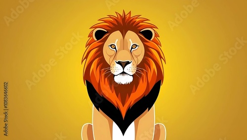 Majestic portrait of a big cat, the lion, king of the jungle, with a flowing mane