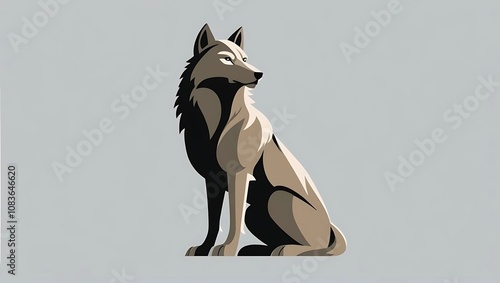 Wolf and Dog Vector Cartoon Illustration Head Tattoo Symbol Wild Black Wolf Mammal Pet Cute Art Design Tribal Drawing