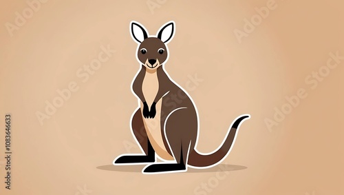 Cute kangaroo cartoon vector illustration isolated on white background
