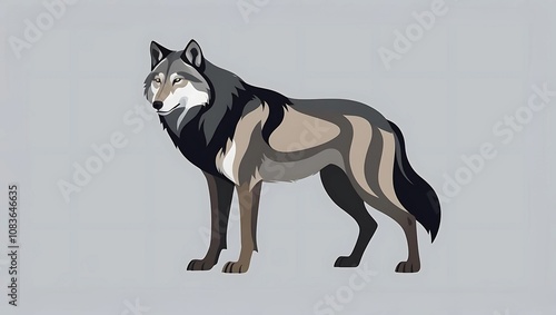 Sketch of a wild wolf vector silhouette isolated on white background