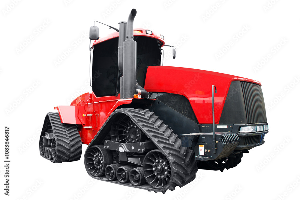 Obraz premium big red caterpillar tractor isolated