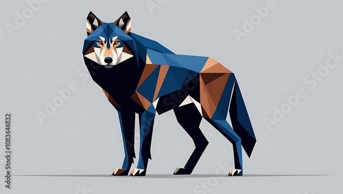 Illustration of a cute fox and a colorful wolf in a fun cartoon style with animal icons and silhouettes